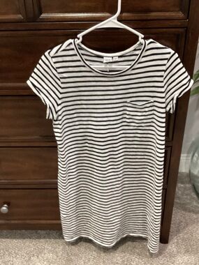 GAP Striped Sleeve T-Shirt Dress - Black & White